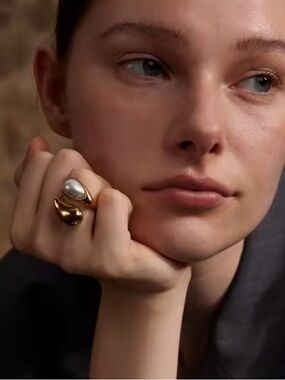 Hypoallergenic Waterproof Gold Pearl Statement Ring